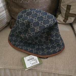 Gucci Denim and Tan Bucket Hat